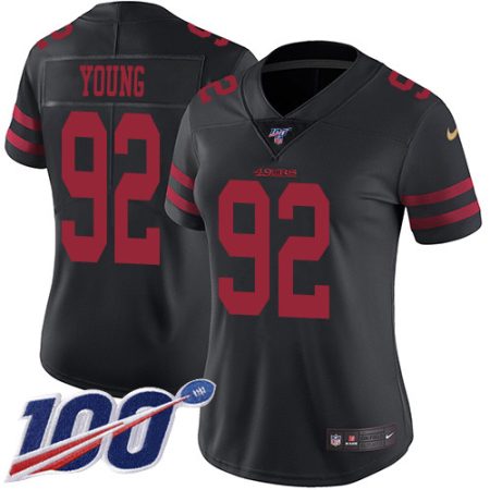 wholesale 49ers #92 Chase Young Black Alternate Women's Stitched NFL 100th Season Vapor Limited Jersey