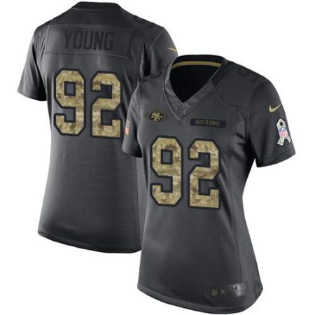 49ers #92 Chase Young Black Women's Stitched NFL Limited 2024 Salute to Service Jersey