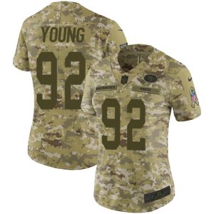cheap 49ers #92 Chase Young Camo Women's Stitched NFL Limited 2024 Salute To Service Jersey