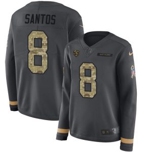 Bears #8 Cairo Santos Anthracite Salute to Service Women's Stitched NFL Limited Therma Long Sleeve Jersey