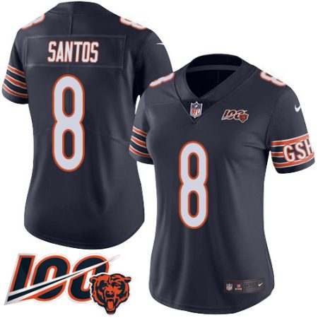 wholesale Bears #8 Cairo Santos Navy Blue Team Color Women's Stitched NFL 100th Season Vapor Untouchable Limited Jersey