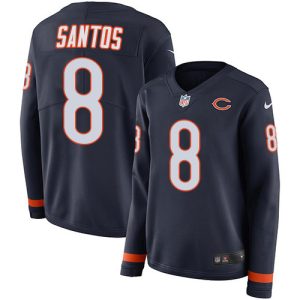 bears #8 cairo santos navy blue team color women's stitched nfl limited therma long sleeve wholesale jersey