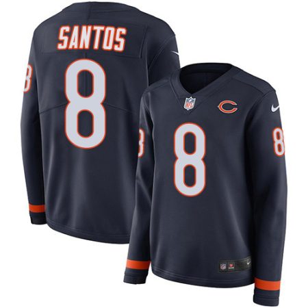 bears #8 cairo santos navy blue team color women's stitched nfl limited therma long sleeve wholesale jersey