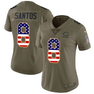 Bears #8 Cairo Santos Olive/USA Flag Women's Stitched NFL Limited 2024 Salute To Service Jersey