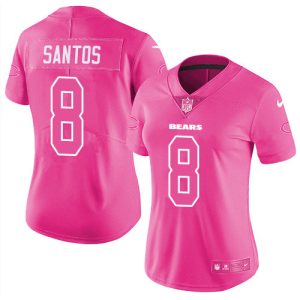 Bears #8 Cairo Santos Pink Women's Stitched NFL Limited Rush Fashion Jersey