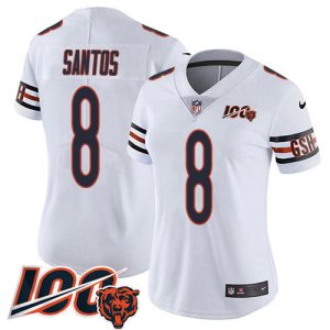 cheap Bears #8 Cairo Santos White Women's Stitched NFL 100th Season Vapor Limited Jersey