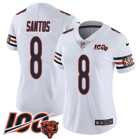 cheap Bears #8 Cairo Santos White Women's Stitched NFL 100th Season Vapor Limited Jersey