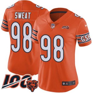 Bears #98 Montez Sweat Orange Women's Stitched NFL Limited Rush 100th Season Jersey