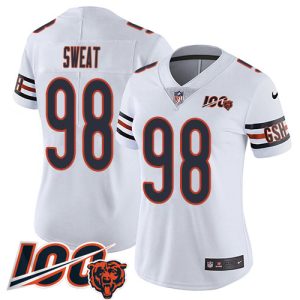 Bears #98 Montez Sweat White Alternate Women's Stitched NFL Vapor Untouchable Limited 100th Season Jersey
