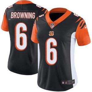 Bengals #6 Jake Browning Black Team Color Women's Stitched NFL Vapor Untouchable Limited Jersey