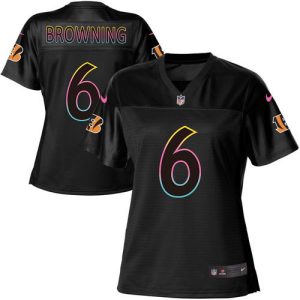 bengals #6 jake browning black women's nfl fashion game cheap jersey
