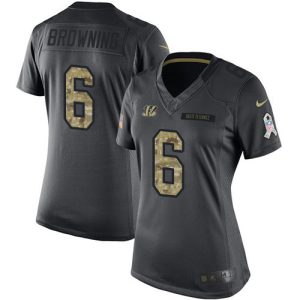 bengals #6 jake browning black women's stitched nfl limited 2024 salute to service cheap jersey
