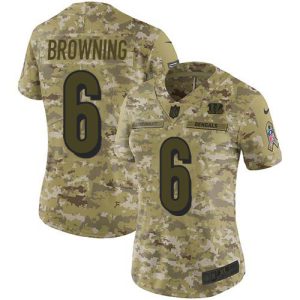 bengals #6 jake browning camo women's stitched nfl limited 2024 salute to service wholesale jersey