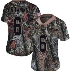 bengals #6 jake browning camo women's stitched nfl limited rush realtree wholesale jersey