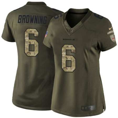 Bengals #6 Jake Browning Green Women's Stitched NFL Limited 2024 Salute to Service Jersey