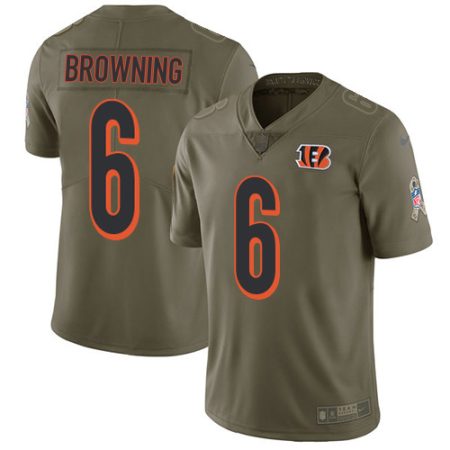 Bengals #6 Jake Browning Olive Men's Stitched NFL Limited 2024 Salute To Service Jersey