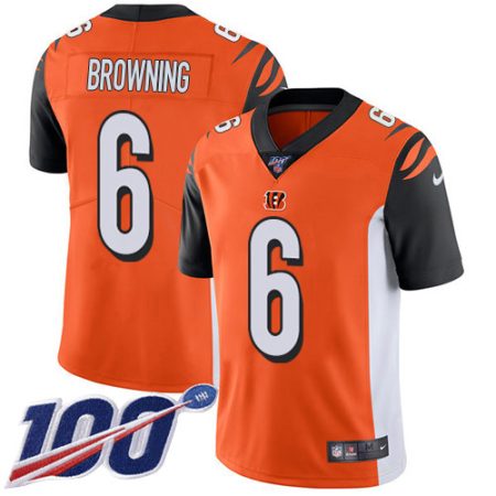 wholesale Bengals #6 Jake Browning Orange Alternate Youth Stitched NFL 100th Season Vapor Untouchable Limited Jersey
