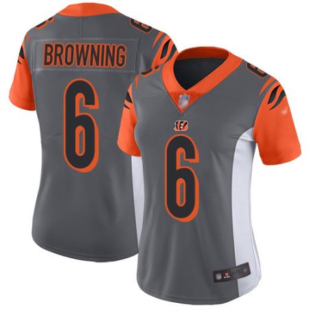 cheap Bengals #6 Jake Browning Silver Women's Stitched NFL Limited Inverted Legend Jersey