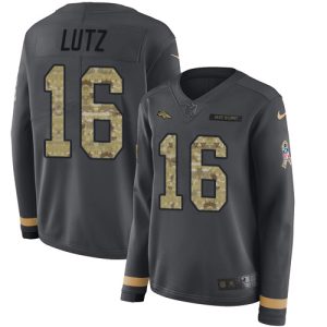 wholesale Broncos #16 Wil Lutz Anthracite Salute to Service Women's Stitched NFL Limited Therma Long Sleeve Jersey