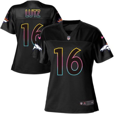 cheap Broncos #16 Wil Lutz Black Women's NFL Fashion Game Jersey
