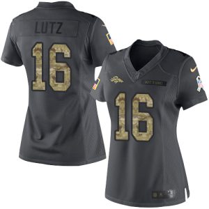 wholesale Broncos #16 Wil Lutz Black Women's Stitched NFL Limited 2024 Salute to Service Jersey