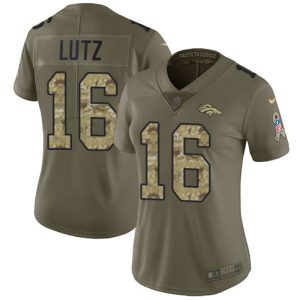 Broncos #16 Wil Lutz Olive/Camo Women's Stitched NFL Limited 2024 Salute To Service Jersey