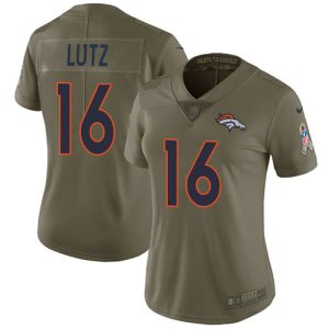 Broncos #16 Wil Lutz Olive Women's Stitched NFL Limited 2024 Salute To Service Jersey