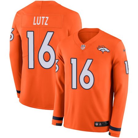 broncos #16 wil lutz orange team color youth stitched nfl limited therma long sleeve wholesale jersey