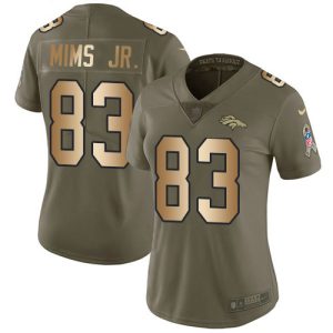 Broncos #83 Marvin Mims Jr. Olive/Gold Women's Stitched NFL Limited 2024 Salute To Service Jersey