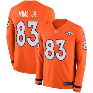 cheap Broncos #83 Marvin Mims Jr. Orange Team Color Men's Stitched NFL Limited Therma Long Sleeve Jersey