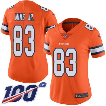 broncos #83 marvin mims jr. orange women's stitched nfl limited rush 100th season wholesale jersey