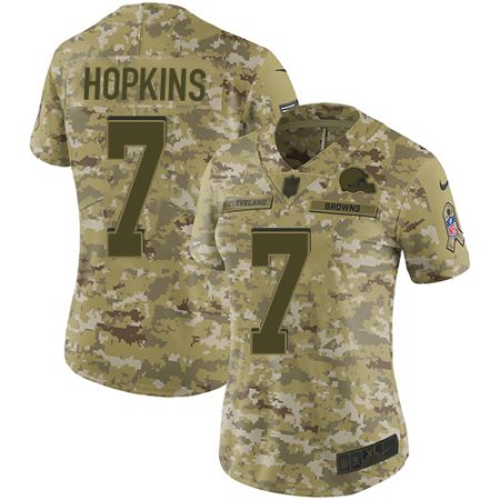 Browns #7 Dustin Hopkins Camo Women's Stitched NFL Limited 2024 Salute To Service Jersey