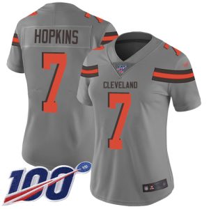 Browns #7 Dustin Hopkins Gray Women's Stitched NFL Limited Inverted Legend 100th Season Jersey