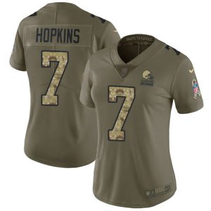 Browns #7 Dustin Hopkins Olive/Camo Women's Stitched NFL Limited 2024 Salute To Service Jersey
