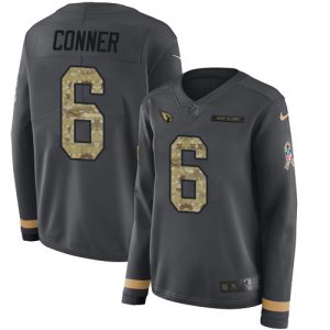 cardinals #6 james conner anthracite salute to service women's stitched nfl limited therma long sleeve wholesale jersey