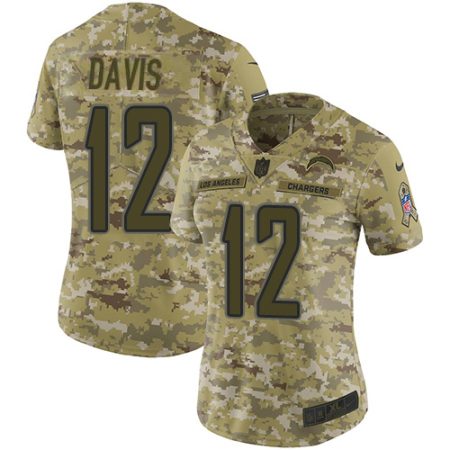 Chargers #12 Derius Davis Camo Women's Stitched NFL Limited 2024 Salute To Service Jersey