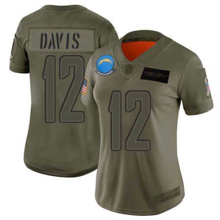 Chargers #12 Derius Davis Camo Women's Stitched NFL Limited 2024 Salute To Service Jersey