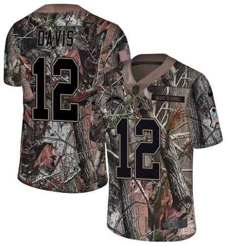 wholesale Chargers #12 Derius Davis Camo Youth Stitched NFL Limited Rush Realtree Jersey