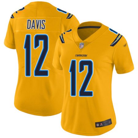 Chargers #12 Derius Davis Gold Women's Stitched NFL Limited Inverted Legend Jersey
