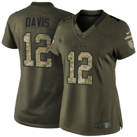 cheap Chargers #12 Derius Davis Green Women's Stitched NFL Limited 2024 Salute to Service Jersey
