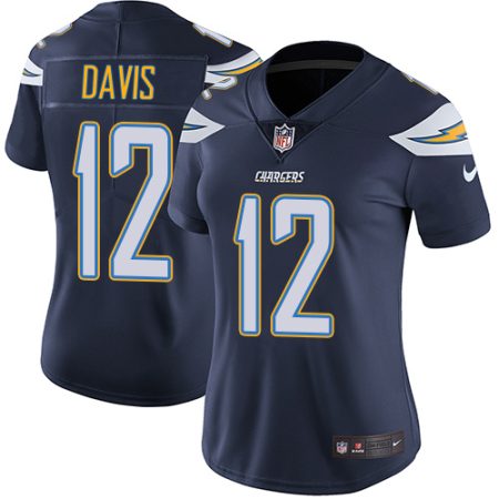 Chargers #12 Derius Davis Navy Blue Team Color Women's Stitched NFL Vapor Untouchable Limited Jersey