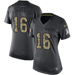 wholesale Chargers #16 J.K. Scott Black Women's Stitched NFL Limited 2024 Salute to Service Jersey