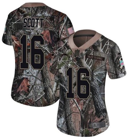Chargers #16 J.K. Scott Camo Women's Stitched NFL Limited Rush Realtree Jersey