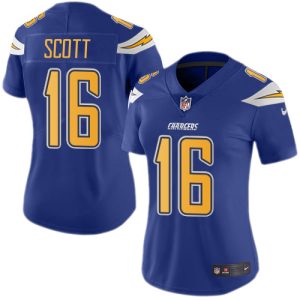 wholesale Chargers #16 J.K. Scott Electric Blue Women's Stitched NFL Limited Rush Jersey