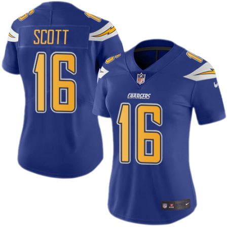 wholesale Chargers #16 J.K. Scott Electric Blue Women's Stitched NFL Limited Rush Jersey