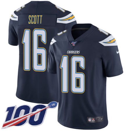 chargers #16 j.k. scott navy blue team color youth stitched nfl 100th season vapor limited wholesale jersey