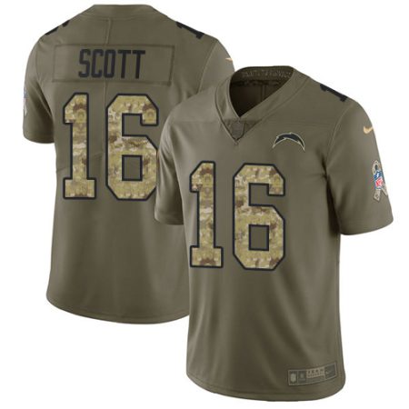 wholesale Chargers #16 J.K. Scott Olive/Camo Youth Stitched NFL Limited 2024 Salute To Service Jersey