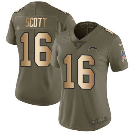 cheap Chargers #16 J.K. Scott Olive/Gold Women's Stitched NFL Limited 2024 Salute to Service Jersey