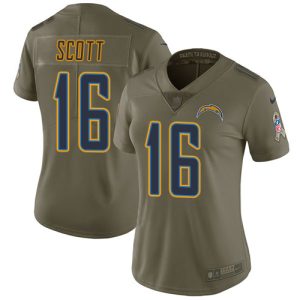 Chargers #16 J.K. Scott Olive Women's Stitched NFL Limited 2024 Salute to Service Jersey