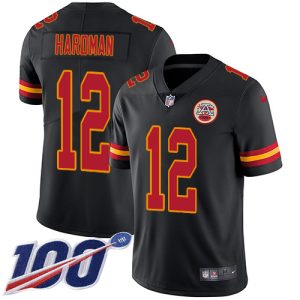 chiefs #12 mecole hardman black youth stitched nfl limited rush 100th season cheap jersey